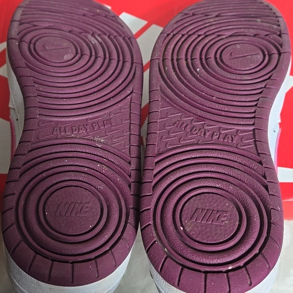Nike Pink And White Court Borough Mid 2 Sneakers
